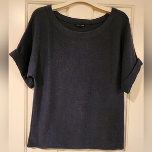 EILEEN FISHER NAVY OVERSIZE TOP XS ORGANIC COTTON AND CASHMERE